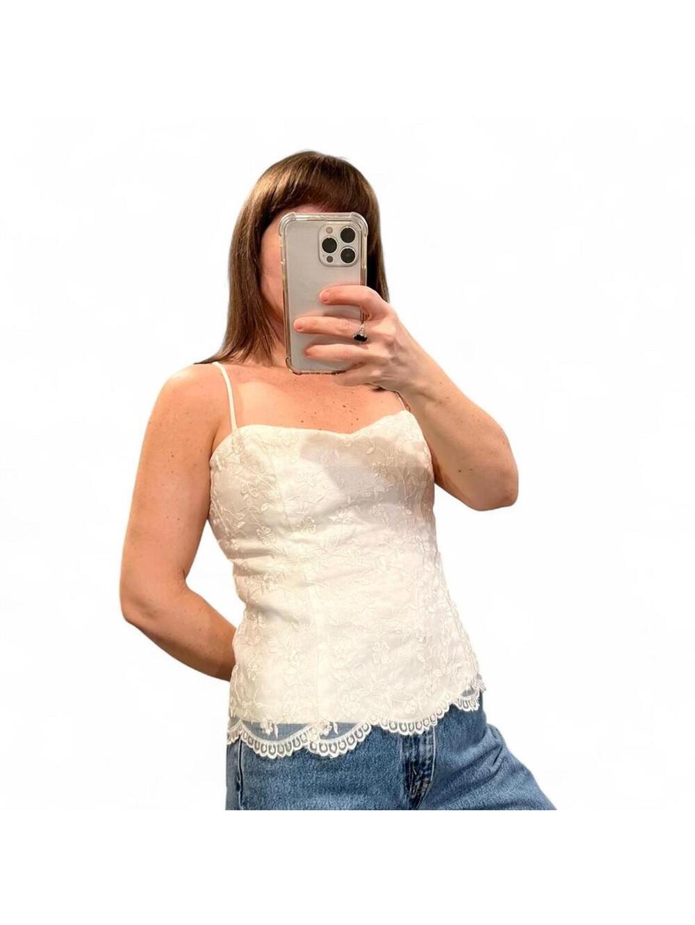 Vintage Y2K White Lace Corset Top Satin Bustier